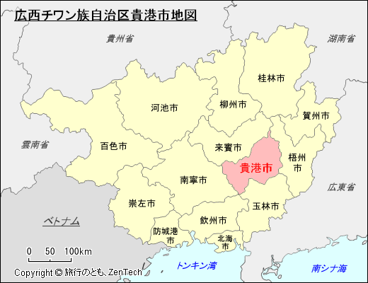 広西チワン族自治区貴港市地図