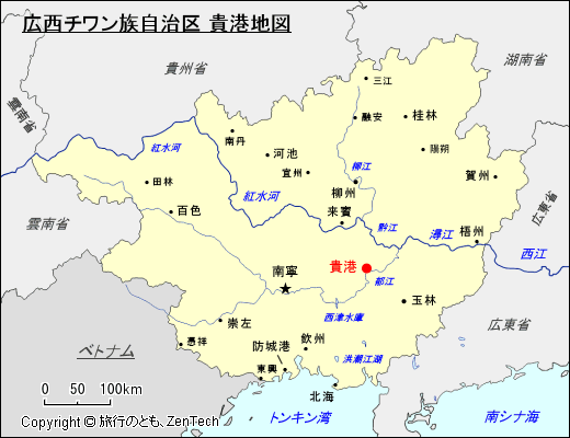 広西チワン族自治区 貴港地図