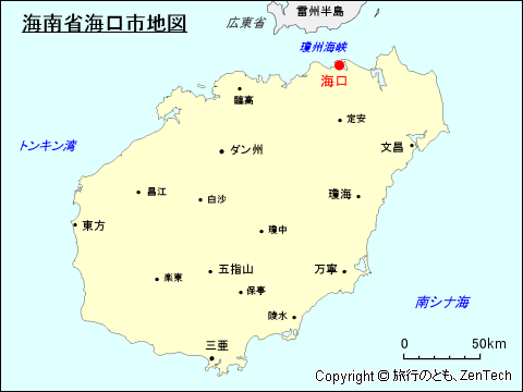 海南省海口市地図