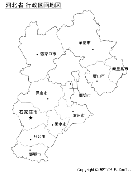 河北省 行政区画地図