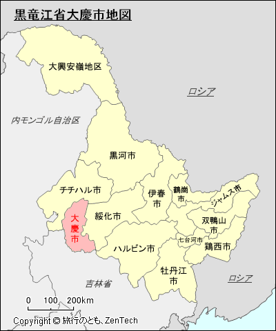 黒竜江省大慶市地図