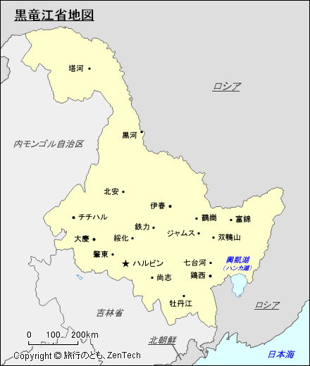 黒竜江省地図