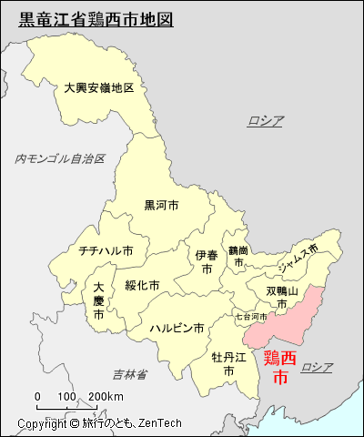 黒竜江省鶏西市地図