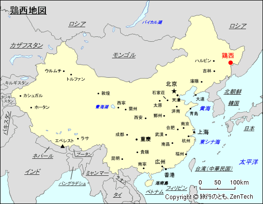 黒竜江省鶏西市地図