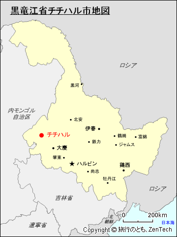 黒竜江省チチハル市地図