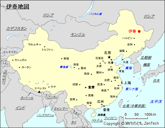 黒竜江省伊春市地図