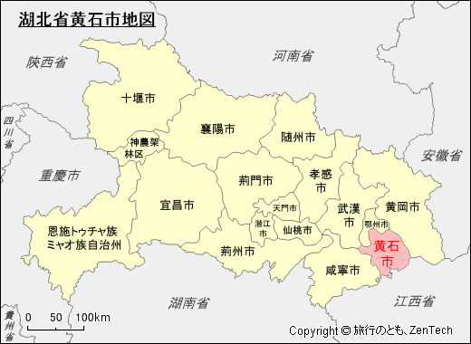 湖北省黄石市地図