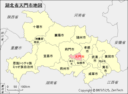 湖北省天門市地図