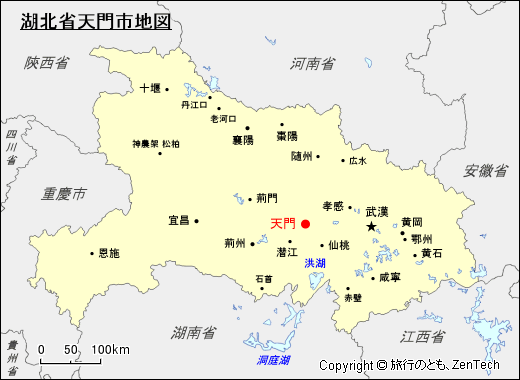 湖北省天門市地図