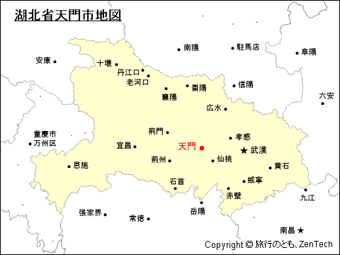 湖北省天門市地図