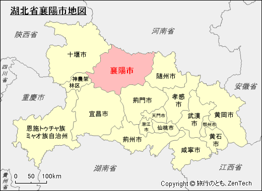 湖北省襄陽市地図