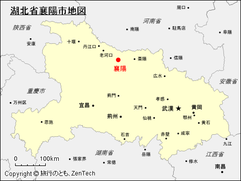 湖北省襄陽市地図