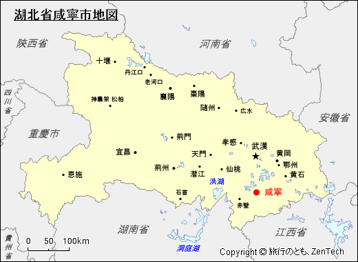湖北省咸寧市地図