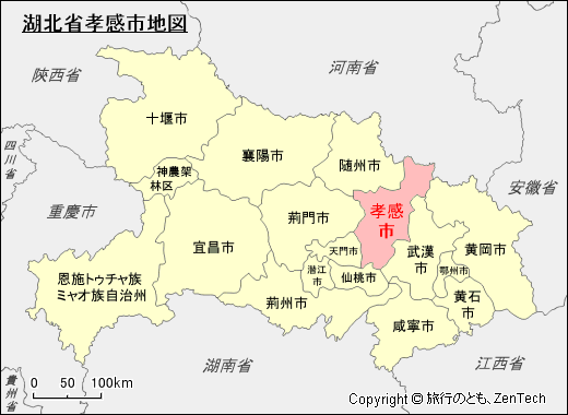 湖北省孝感市地図