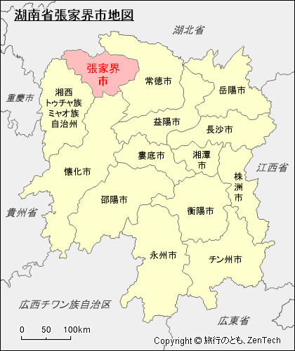 湖南省張家界市地図