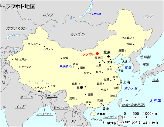 フフホト地図