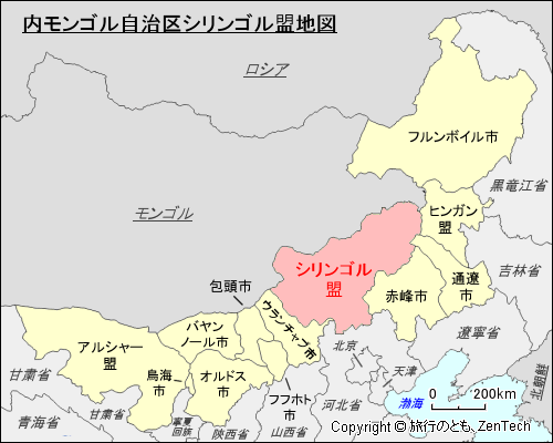 内モンゴル自治区シリンゴル盟地図