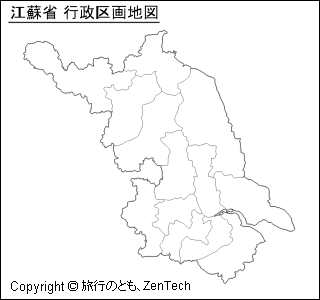 江蘇省 行政区画地図（小サイズ）
