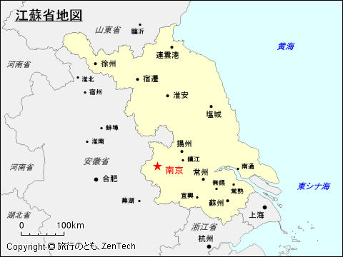江蘇省地図
