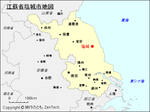 江蘇省塩城市地図