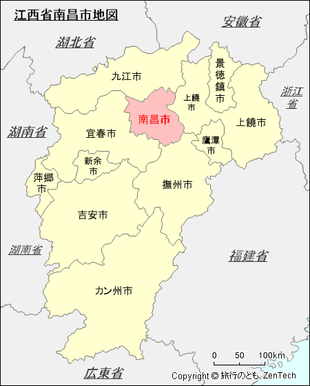 江西省南昌市 行政区画地図