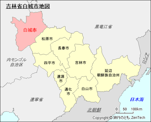 吉林省白城市地図
