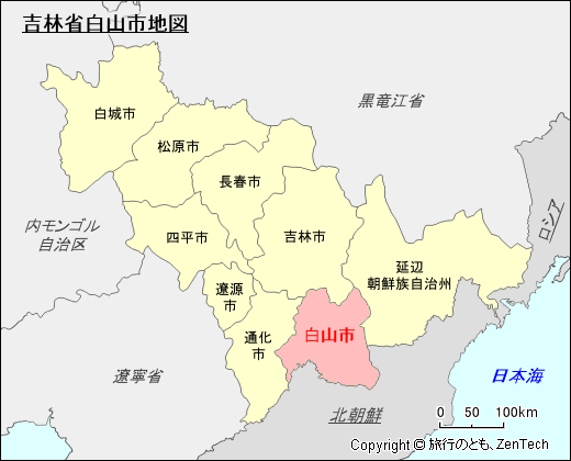 吉林省白山市地図