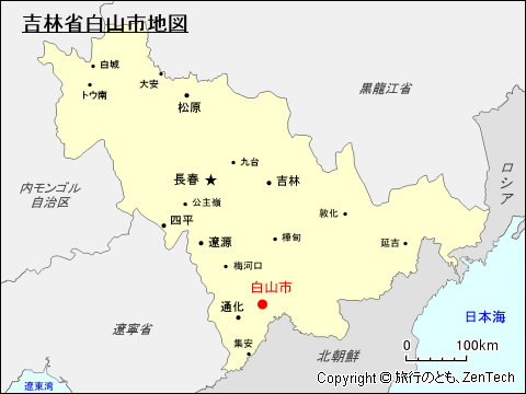 吉林省白山地図