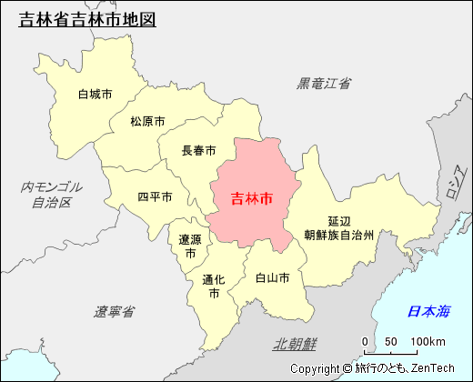 吉林省吉林市地図