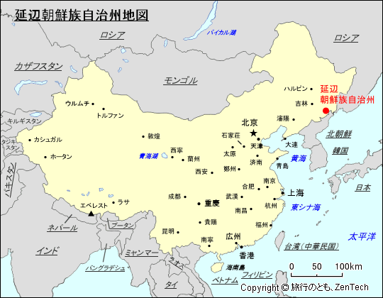 延辺朝鮮族自治州地図