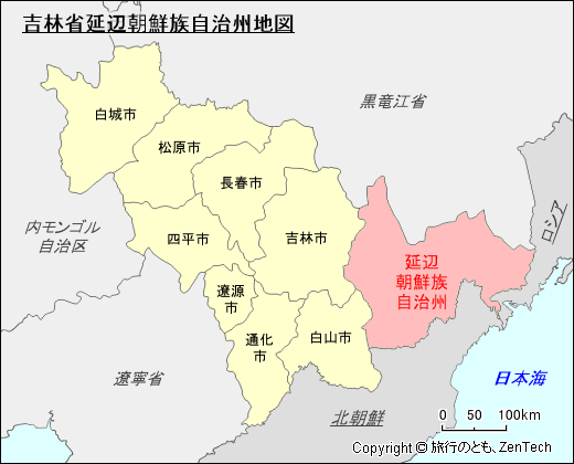 吉林省延辺朝鮮族自治州地図