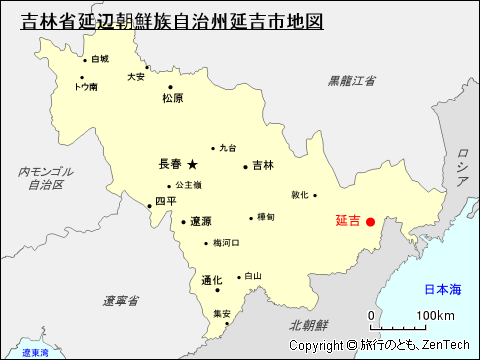 吉林省延辺朝鮮族自治州延吉市地図