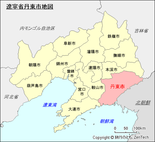 遼寧省丹東市地図