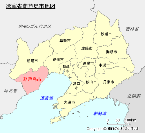 遼寧省葫芦島市地図