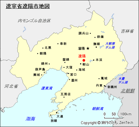 遼寧省遼陽市地図