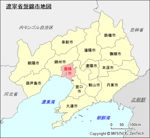 遼寧省盤錦市地図