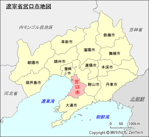 遼寧省営口市地図