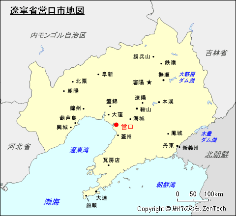 遼寧省営口市地図