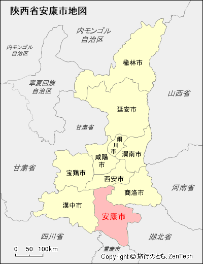 陝西省安康市地図