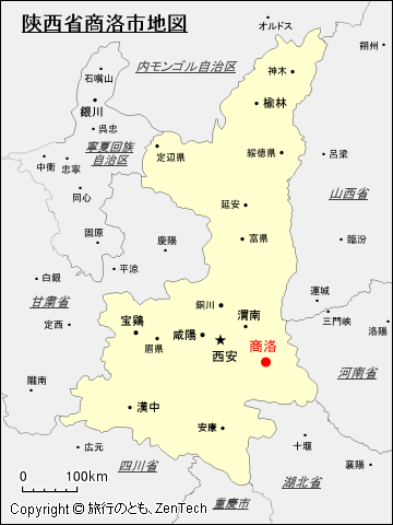 陝西省商洛市地図