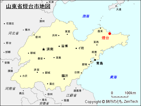 山東省煙台市地図