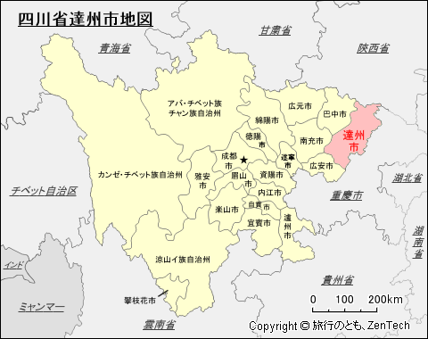 四川省達州市地図