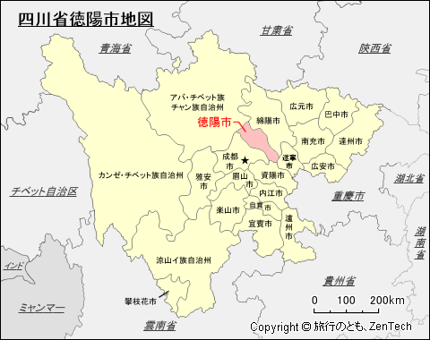 四川省徳陽市地図