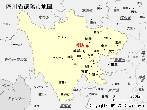 四川省徳陽市地図