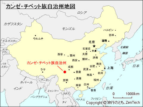 カンゼ・チベット族自治州地図