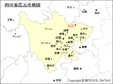 四川省広元市地図
