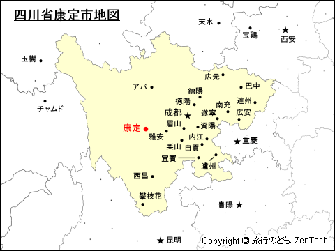四川省康定市地図