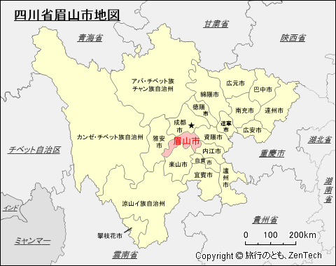 四川省眉山市地図