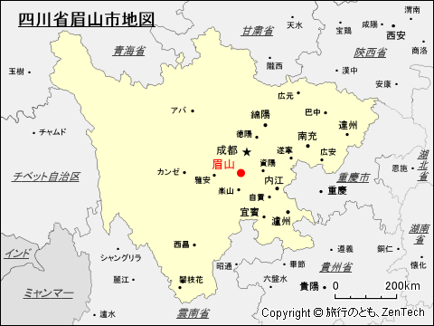 四川省眉山地図