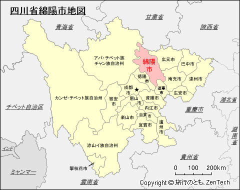 四川省綿陽市地図